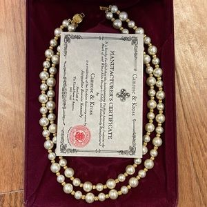 Jackie Kennedy Double Strand Pearl and Gold necklace